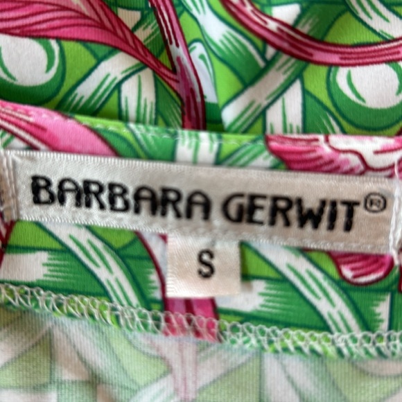 Barbara Gerwit Trellis & Lillies Print V-Neck Dress Small w MEASUREMENTS! - Picture 3 of 10